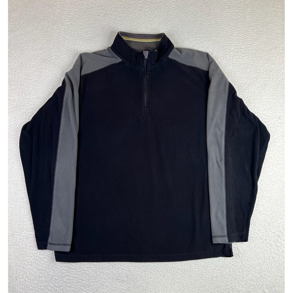 REI‎ Mens Large Black Gray 1/4 Zip Fleece Hiking Pullover 767496